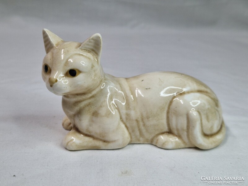 Mázas kerámia macska figura szép állapotban 6,5 cm. magas