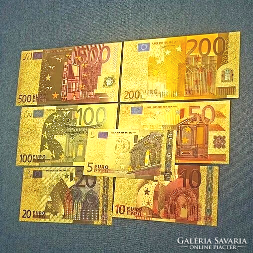 Aranyozott UNC EURO bankjegyek 7 db