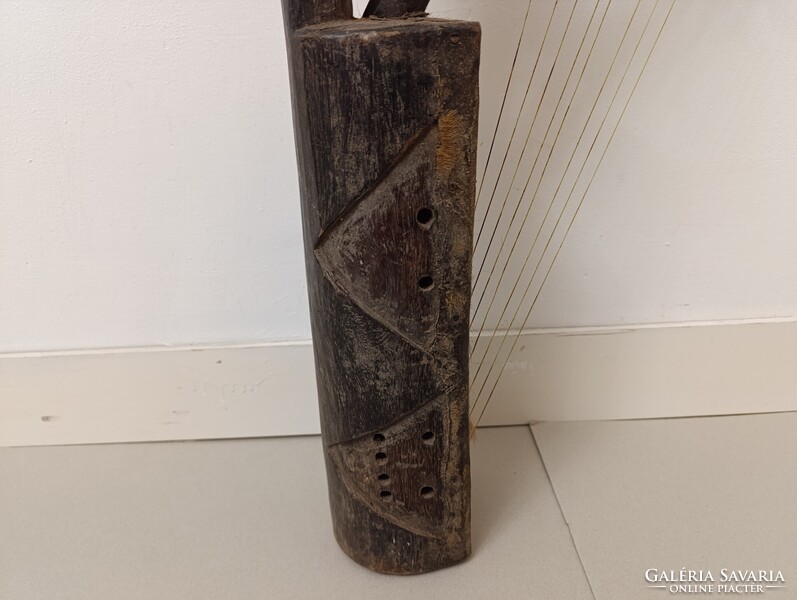 Antik afrikai pengetős húros lant hangszer Fang népcsoport Gabon faragott szobor 369 1418