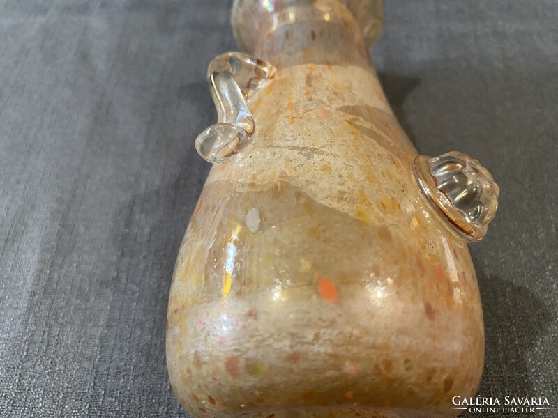 MURANO SCAVO SEGUSO HIBÁTLANT ÁLLAPOTBAN, GYÖNYÖRŰ IRIZÁLÓ SZÍNBEN!!!!   13X6 cm!!