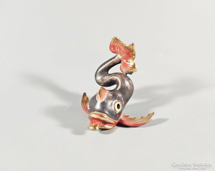HERENDI, KÍNIA DELFIN, KÉZZEL FESTETT PORCELÁN FIGURA, HIBÁTLAN! (I218)