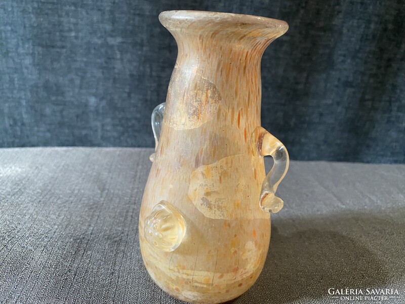 MURANO SCAVO SEGUSO HIBÁTLANT ÁLLAPOTBAN, GYÖNYÖRŰ IRIZÁLÓ SZÍNBEN!!!!   13X6 cm!!