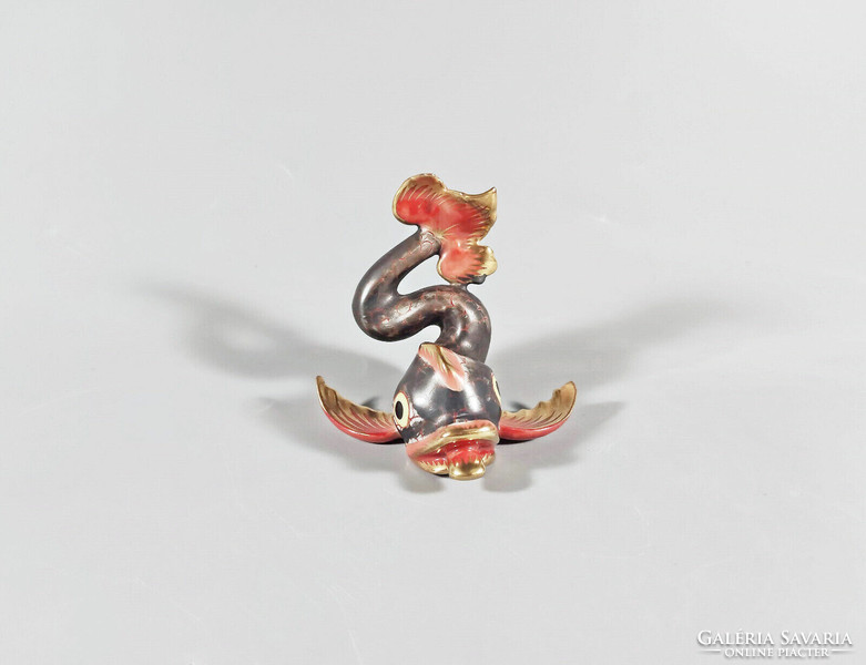 HERENDI, KÍNIA DELFIN, KÉZZEL FESTETT PORCELÁN FIGURA, HIBÁTLAN! (I218)