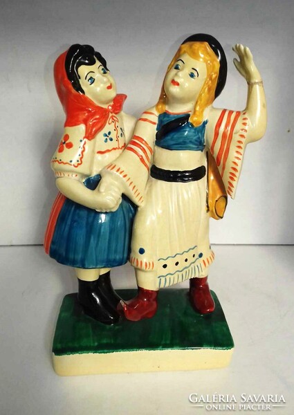 MUZEÁLIS RITKASÁG, KÖRMÖCBÁNYAI MAJOLIKA FIGURA - SÉRÜLT , JAVÍTOTT