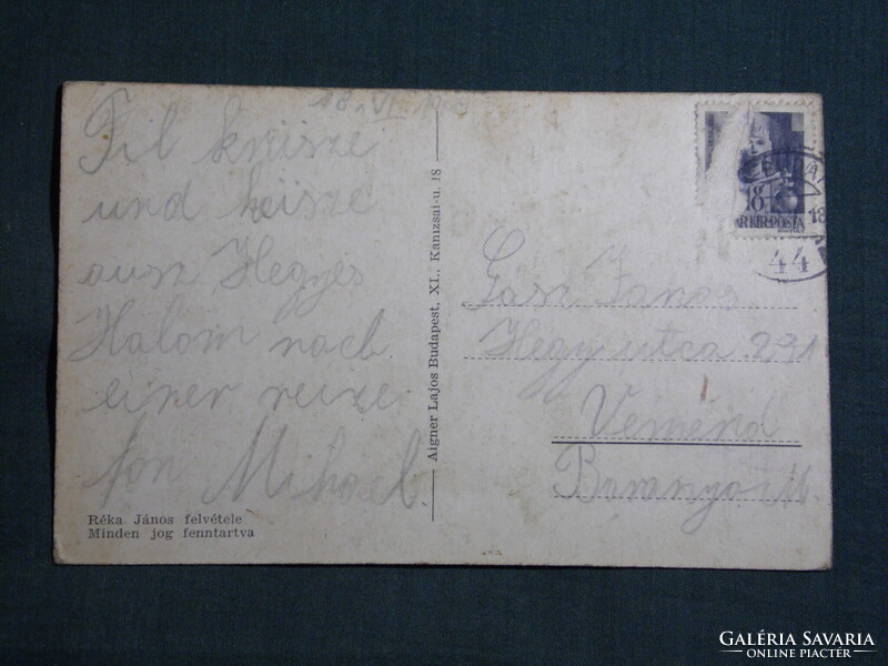 Képeslap,Hegyeshalom,vasútállomás,pályaudvar látkép,részlet,Aigner Lajos Bp. kiadás,1940-