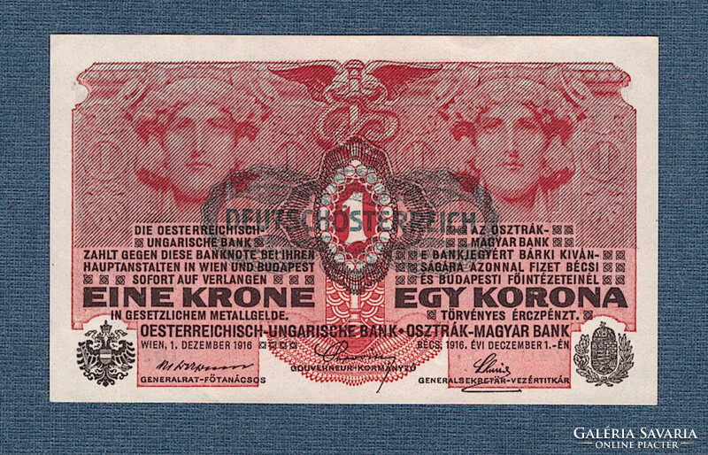 1 Korona 1916 UNC Deutschösterrech bélyegző
