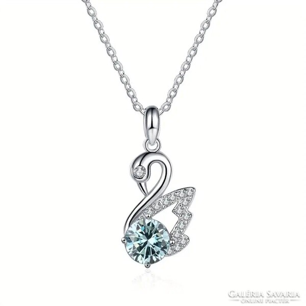 Moissanite Gyémánt Köves Nyaklánc Hattyú Medál 1 Karátos Kő 925 Sterling Ezüst 3 szín variáció.
