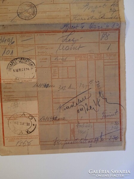 ZA615.36  Fuvarlevél - 1946 -Budapest Józsefváros MÁV  -MÁD Piarista Gazdaság  Okirati Illetékbélyeg