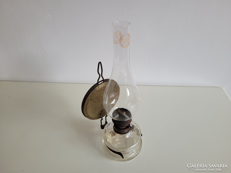 Régi vintage 36 cm nagy üveg petróleum lámpa fali asztali éjjeli lámpa