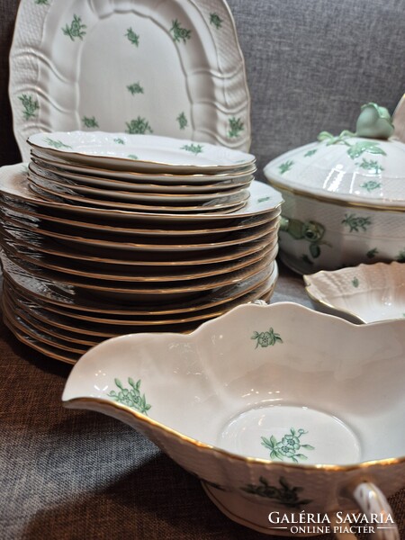 Herendi zöld "PC"(POMMIER CHINOIS) mintás 6 személyes étkészlet
