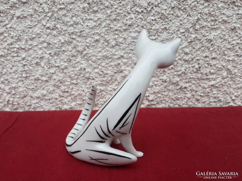 Art deco Hollóházi porcelán cica