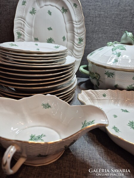 Herendi zöld "PC"(POMMIER CHINOIS) mintás 6 személyes étkészlet