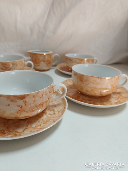 Jarolina lengyel porcelán teás készlet, a híres márvány mintás- 6 személyes