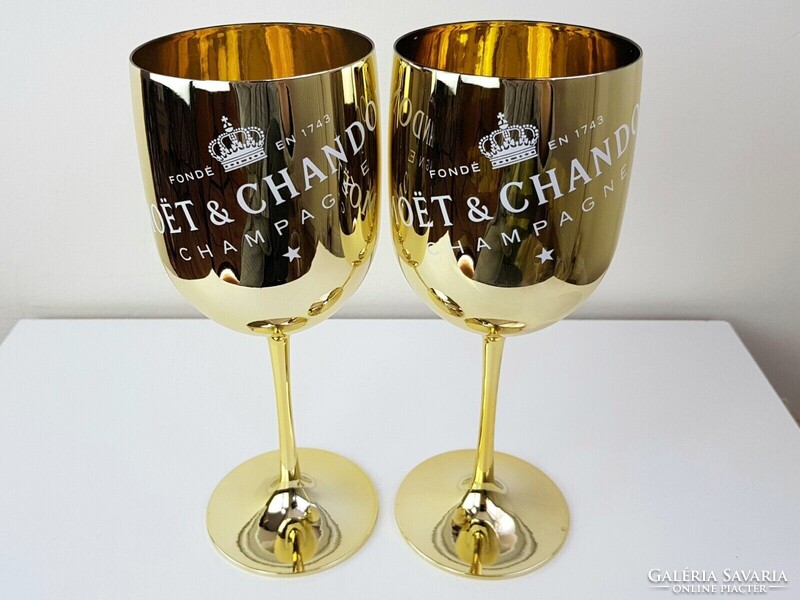 MOËT & CHANDON 6 darabos üvegpohár szett aranyszínű fémbevonattal