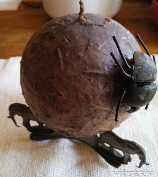 Elephant shaped Dung candle with beatle and elephant holder