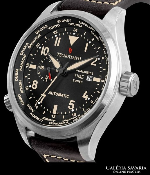 Tecnotempo World Time Zone-30 ATM WR-063/100 soha nem használt automata karóra