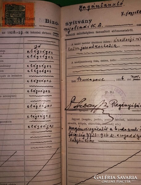 1925. Reálgimnáziumi értesítőkönyv Stettner János tanuló Pesterzsébet részére a képek szerint