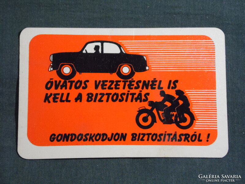 Kártyanaptár,Állami Biztosító,autó,motorkerékpár biztosítás,grafikai,  1961   (9)