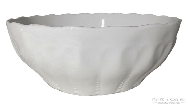 Szép fehér porcelán vintage népi  tál komatál anyagában domború mintás jelzett