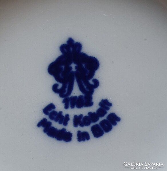 Elengáns Echt Kobalt német porcelán váza kék arany mintával arany széllel