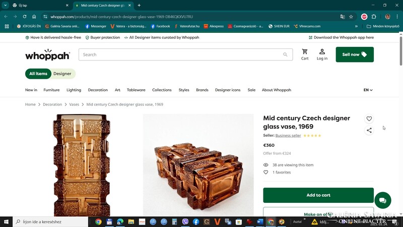 JIRI ZEJMON "PANELAK" RETRO CSEH PRÉSELT ÜVEGVÁZA, DEKORVÁZA, ASZTALIDÍSZ