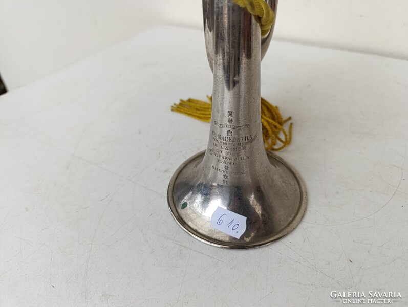 Antik trombita krómozott réz rézfúvós hangszer katona militari 610 1630