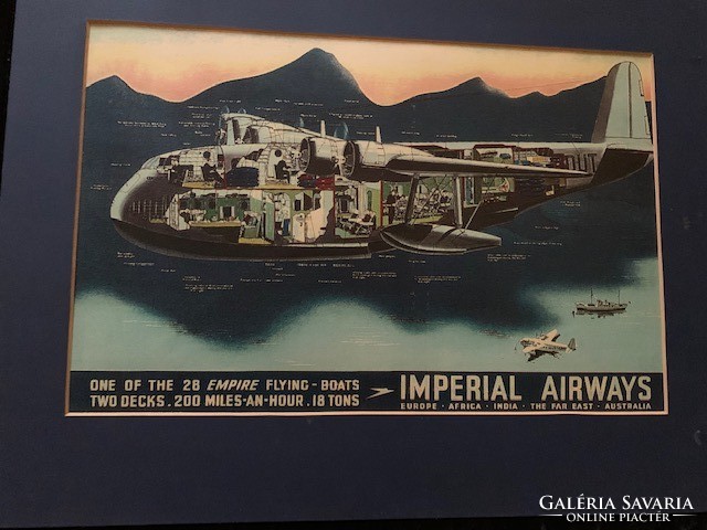 IMPERIAL AIRWAYS, FLYING BOAT offset lithograph in colors