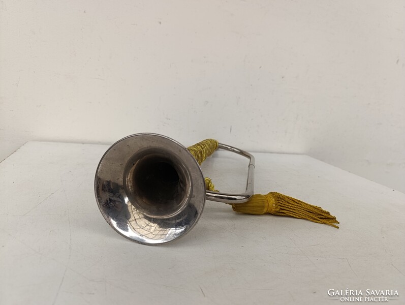 Antik trombita krómozott réz rézfúvós hangszer katona militari 610 1630
