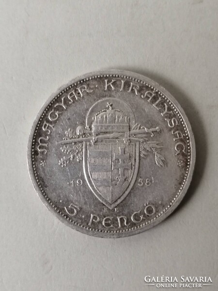 SZENT ISTVÁN 5 PENGŐ 1938