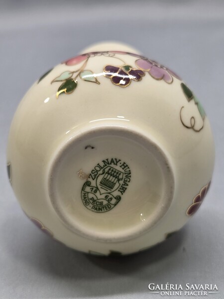 Zsolnay kézzel festett pillangós porcelán váza