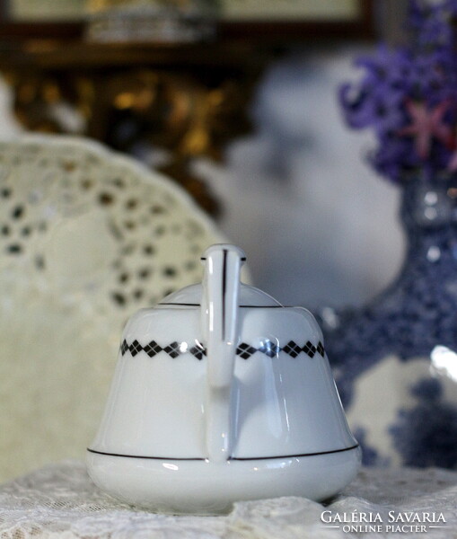 Antik kávéházi kannácska, kanna, kiöntő, masszív, vastag porcelán, Ifj. Grünwald Mór Budapest