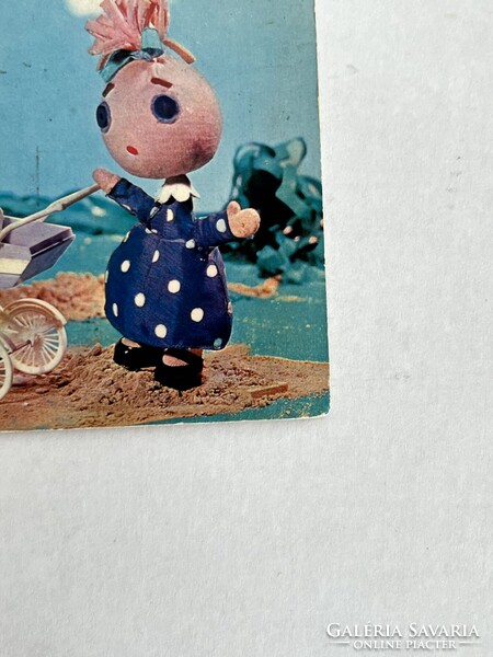 Régi, retro Böbe baba és Cicamica (Futrinka utca) mesefigurás képeslap - Bródy Vera, Lévai Sándor
