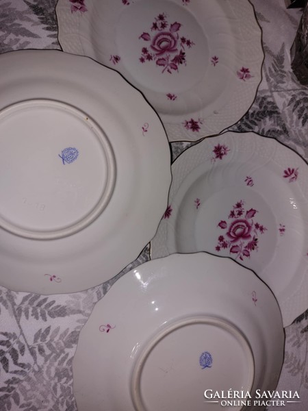 HERENDI PORCELÁN, NANKING BOUQUET-MINTÁS JELZETT, 4db süteményes tányér