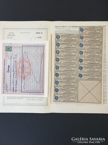 Ausztria Osztrák Közlekedési Vállalkozások és Közmunkák Hitelintézete Kötvény 10000 Korona 1912.