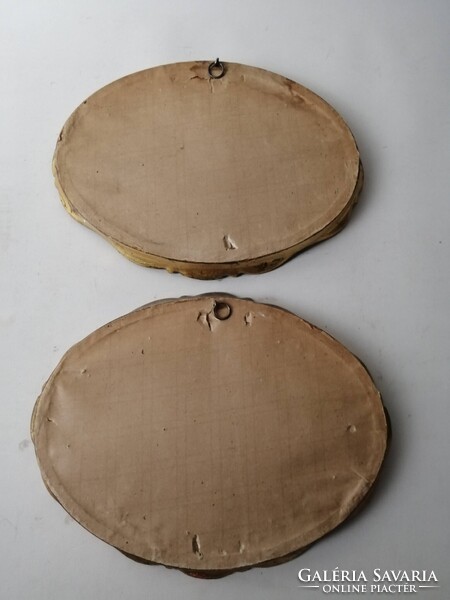 2 DB ANTIK SELYEMKÉP OVÁLIS KERETBEN