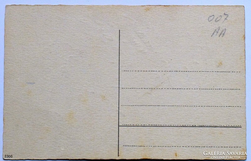 Régi grafikus képeslap  -  gyerekek játékokkal