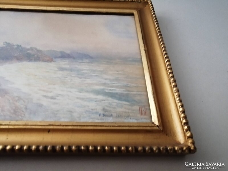 TENGERPARTI AKVARELL RUDLF BERNT (1844-1914) -NEK TULAJDONÍTVA