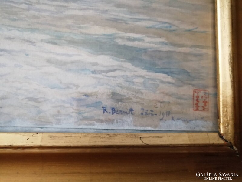 TENGERPARTI AKVARELL RUDLF BERNT (1844-1914) -NEK TULAJDONÍTVA