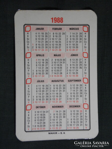 Kártyanaptár,Vas Népe napilap,újság,magazin, női modell,1988   (9)