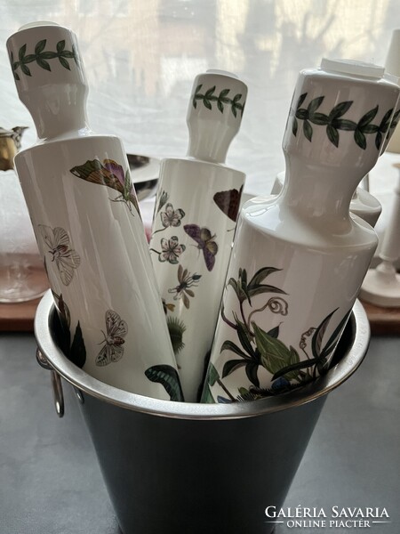 RITKA! Mesés vintage Portmeirion Botanic Garden porcelán nyújtófa, sodrófa lepkékkel, virágokkal