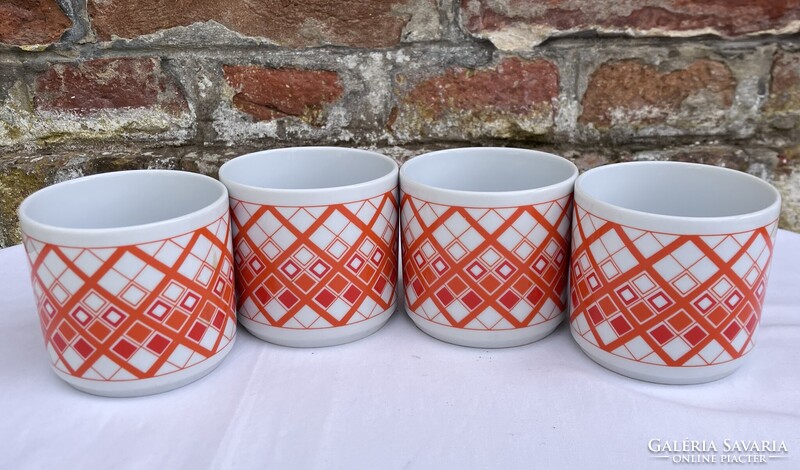 Alföldi házgyári piros kockás - kockamintás porcelán bögre - csupor - csésze - pohár
