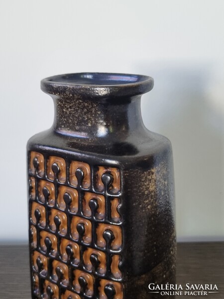 VEB Haldensleben német vintage op art stílusú kerámia váza