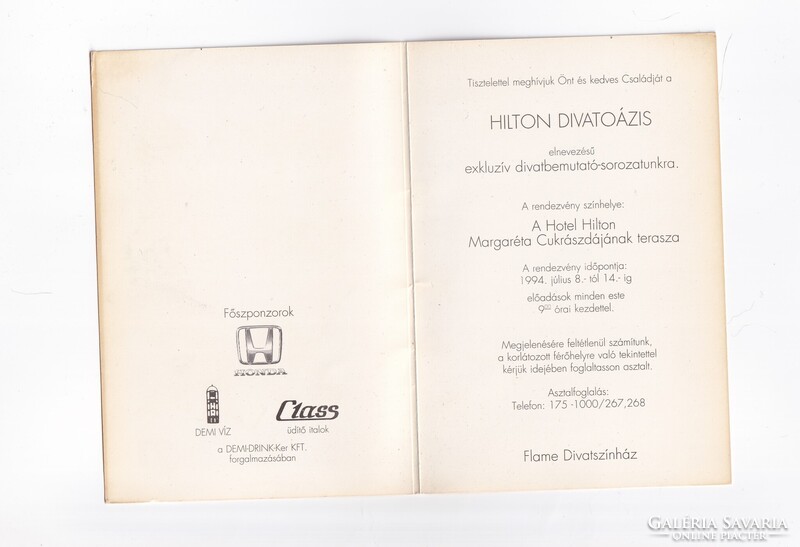 R:35 HILTON DIVATOÁZIS MEGHÍVÓ 1994 szétnyitható