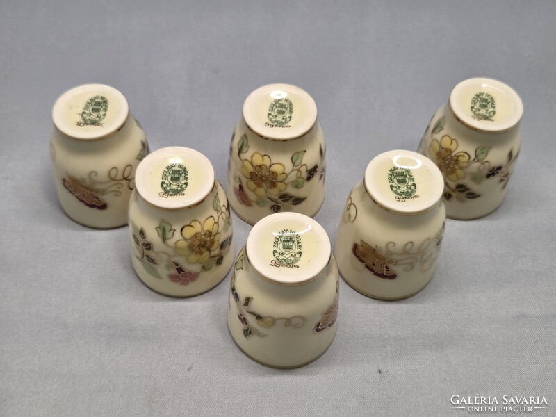 Zsolnay kézzel festett pillangós porcelán pálinkás készlet