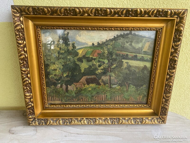 Kunffy Lajos (1869-1962) - Somogyi szőlőskertek- olaj vászon