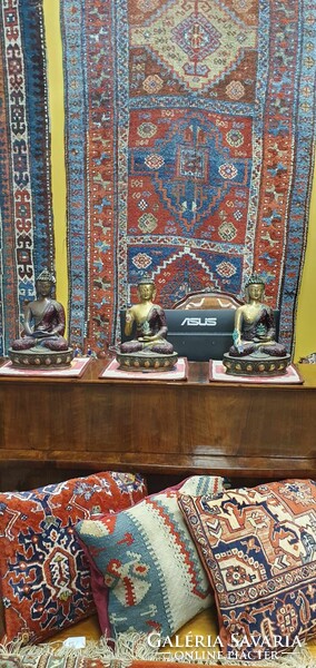 3 db antik bronz meditáló Buddha szobor - díszes, kézzel festett szett