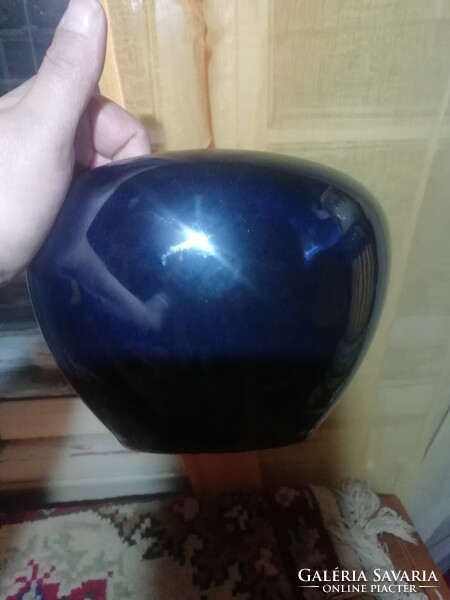 Antik kék eozin kaspó Zsolnay?? Jelzés nem kivehető 15.5 cm magas