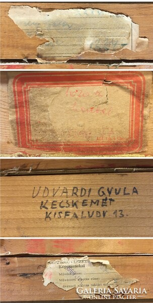 Udvardi Gyula (1925 - 2016) :Falusi udvar,1960,olaj-vászon
