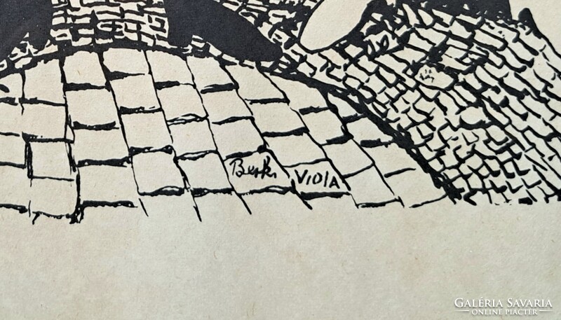 Berki Viola: Zrínyi esküje (szitanyomat, modern vékony keretben) 1970-es évek