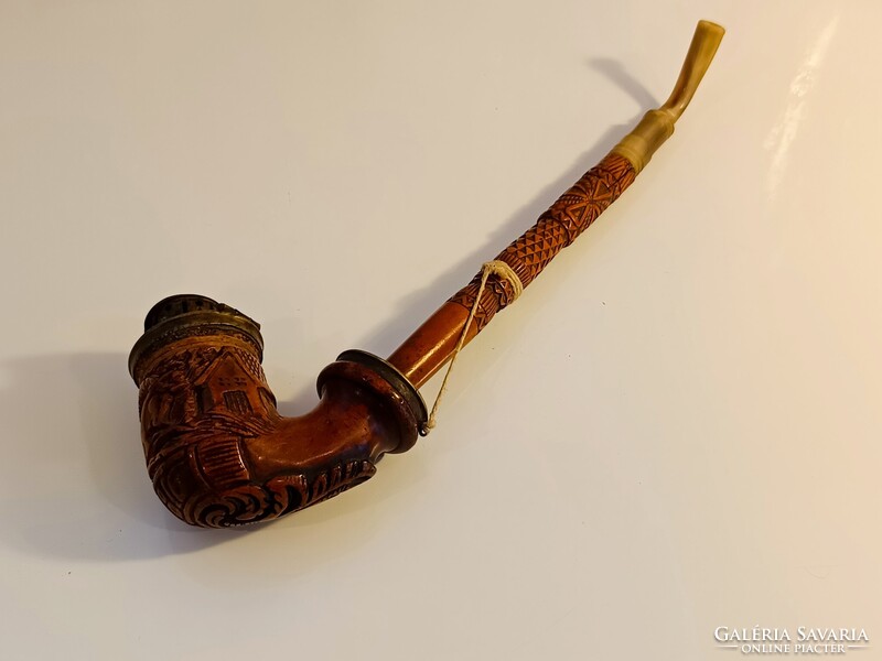 Antik Tajték Pipa 1816 évszám, Lovas, Emberábrázolás